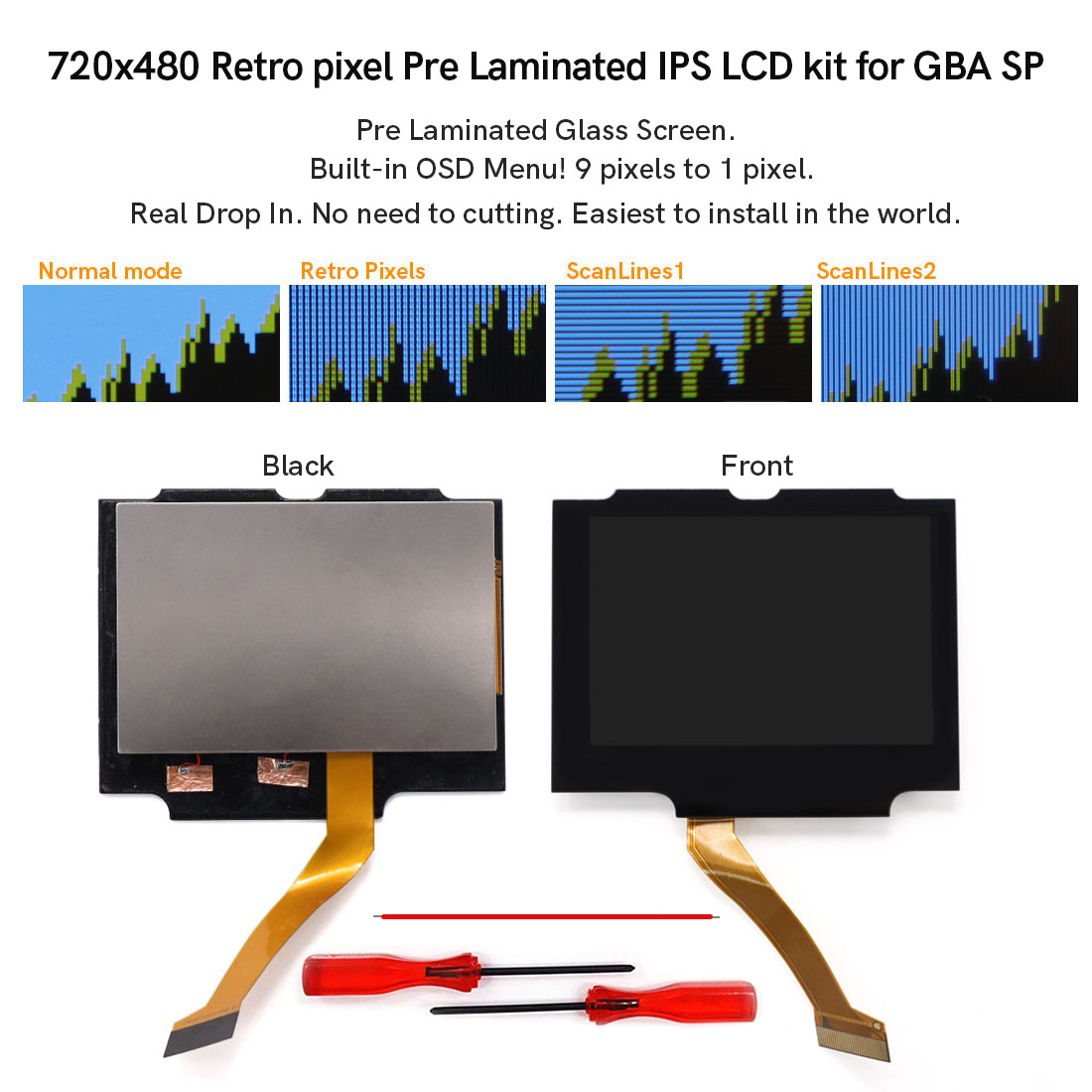 For  GBA SP V5  720x480 Retro  - Lcd Screen Arcade avis et prix